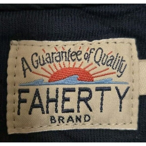 Faherty Epic Quilted Fleece Pullover Men Small Blue Snap Button Organic Cotton - Picture 3 of 8